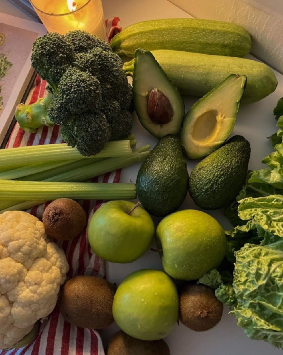 Green salad with avocado and broccoli for natural skin detox