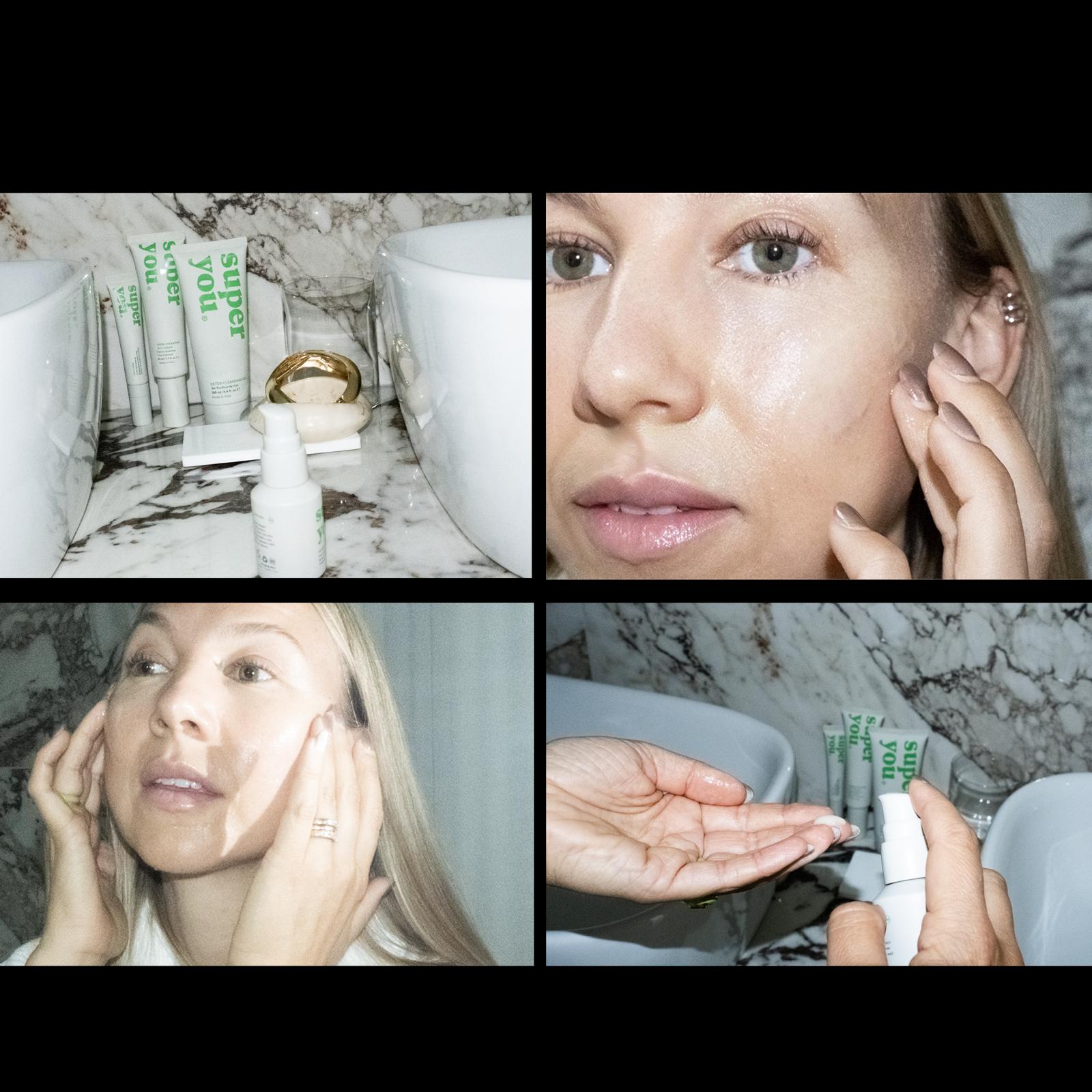 Woman with sensitive, irritated skin applying microbiome-friendly skincare to restore the skin barrier and reduce inflammation.