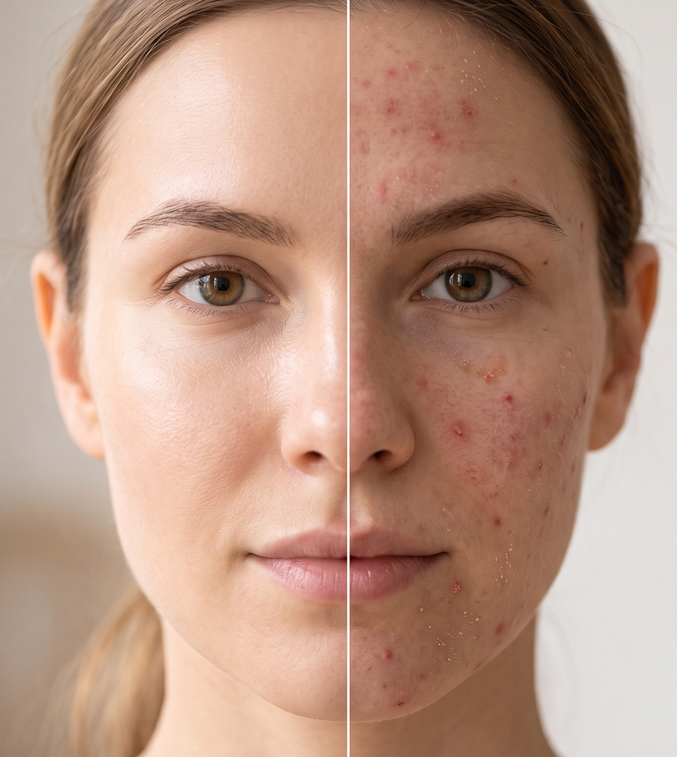 Illustration of balanced versus imbalanced skin microbiome